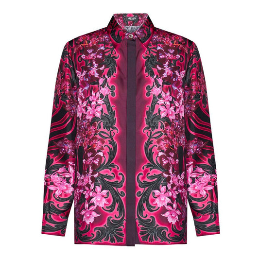 Orchid Barocco Print Red Silk Shirt