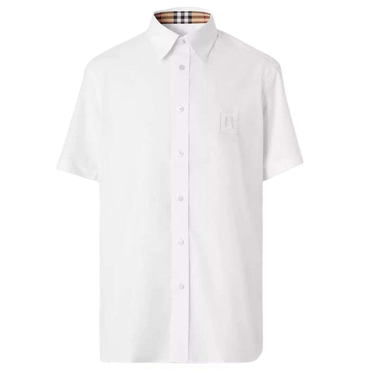 Square Logo Embroidered White Short-Sleeve Shirt