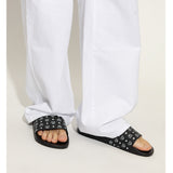 Monogram Print Black Slides