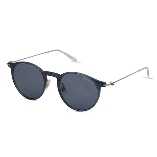 Blue Silver Blue Rounded Sunglasses