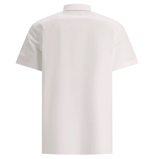 Square Logo Embroidered White Short-Sleeve Shirt