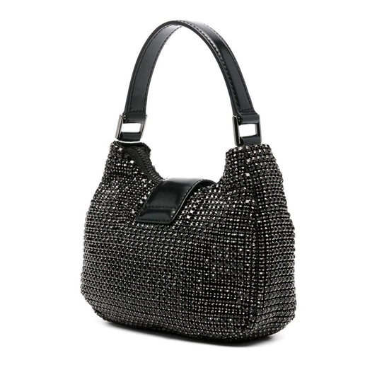 Diamante Sequin Bow Black Shoulder Bag