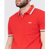 Logo Print Red Collar Red Polo-Shirt