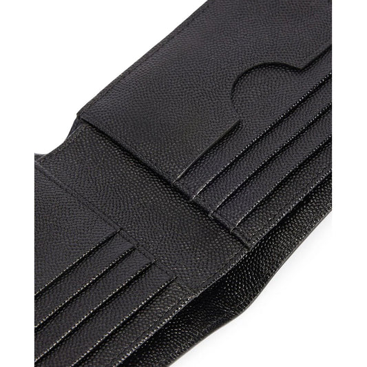 Paris Logo Plaque Bi-Fold Black Wallet