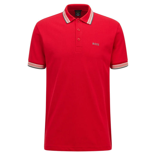 Logo Print Red Collar Red Polo-Shirt