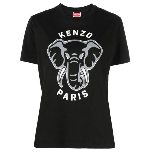 Elephant Print Black T-Shirt