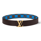 LV Initiales Blue Damier Reversible Belt