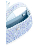 Crescent Rhinestone Bow Blue Micro Bag