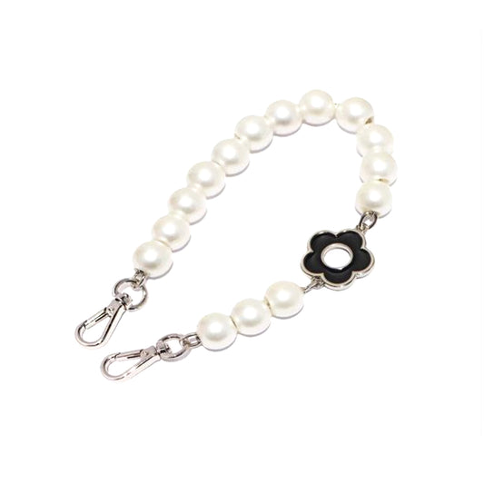 Silver Black Flower Pearl Chain Straps