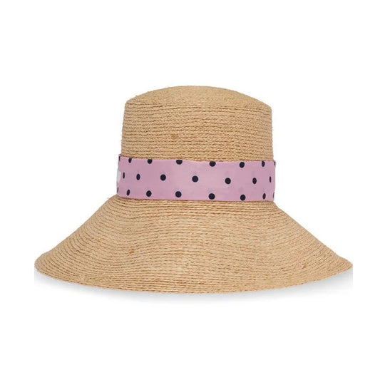 Polka-Dot Pink Scarf Straw Hat