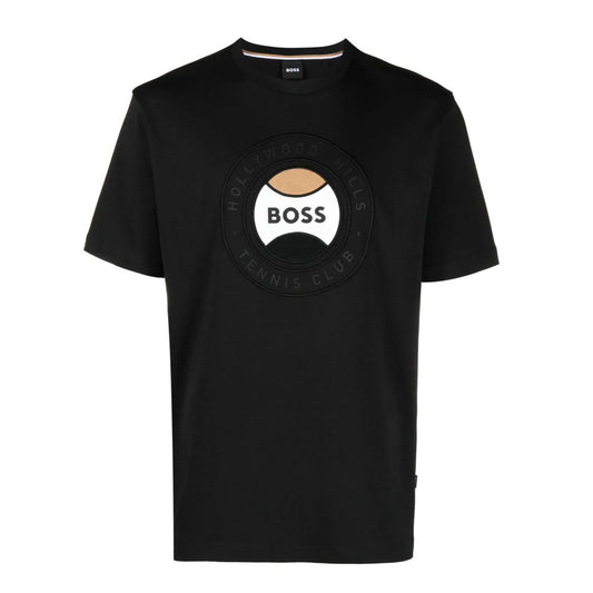 Interlocking Logo Embroidered Black T-Shirt