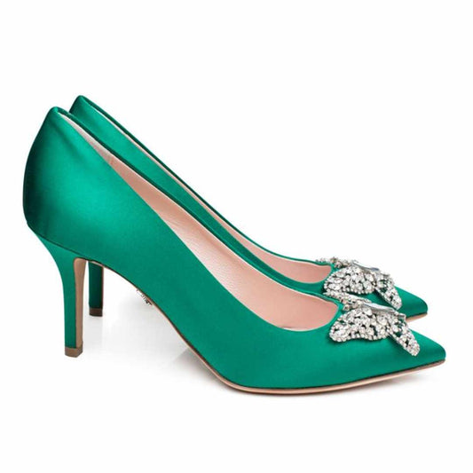 Emilia Emerald Green Satin Pumps