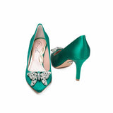 Emilia Emerald Green Satin Pumps