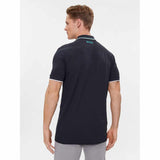 Blue Striped Collar Black Polo-Shirt