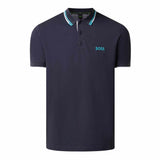 Blue Striped Collar Black Polo-Shirt