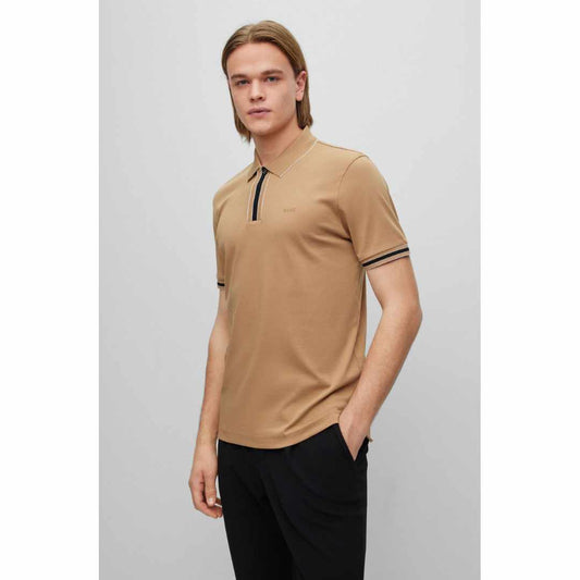 Contrast Tipping Caramel Polo-Shirt