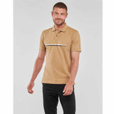 Double Line Logo Print Brown Polo-Shirt