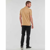 Double Line Logo Print Brown Polo-Shirt