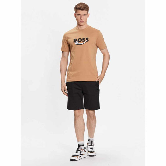 Tennis Club Logo Embroidered Brown T-Shirt