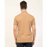 White Striped Collar Caramel Polo-Shirt