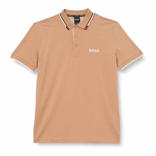 White Striped Collar Caramel Polo-Shirt