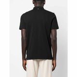 Double Line Logo Print Black Polo-Shirt