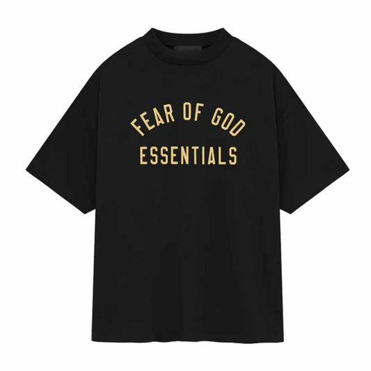 Gold Logo Print Black T-Shirt