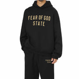 Gold Logo Print Black Hoodie