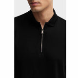 Plain Zip Up Black Polo-Shirt