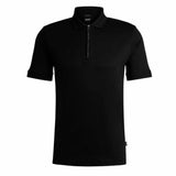 Plain Zip Up Black Polo-Shirt