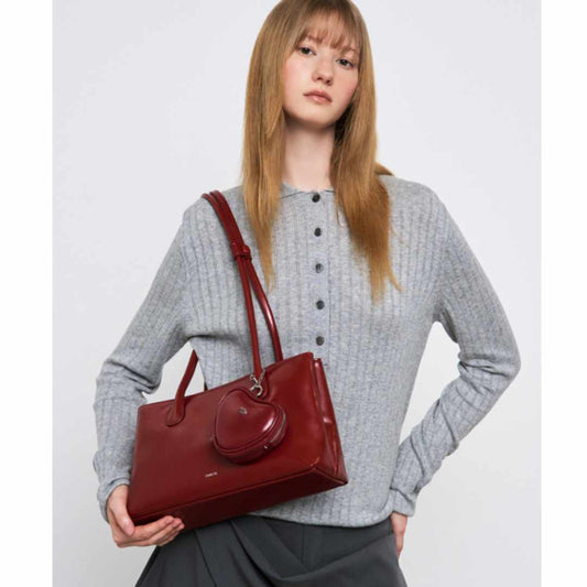 Square Low Red Wine Shoulder Bag