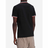 Orange Striped Collar Black Polo-Shirt