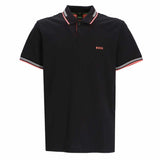 Orange Striped Collar Black Polo-Shirt