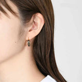 Enamel Hoop Black Earrings