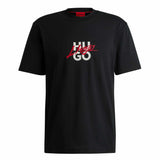 Double Logo Print Black T-Shirt