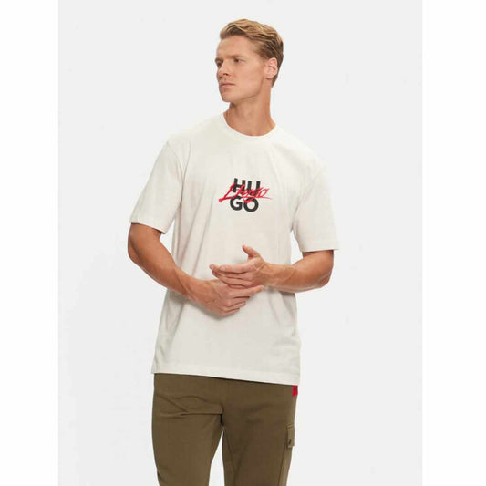 Double Logo Print White T-Shirt