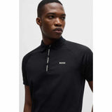 Collar Stripe Artwork Black Polo-Shirt