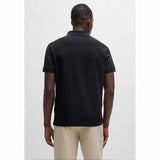 Collar Stripe Artwork Black Polo-Shirt