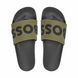 Logo Embossed Green Black Slides