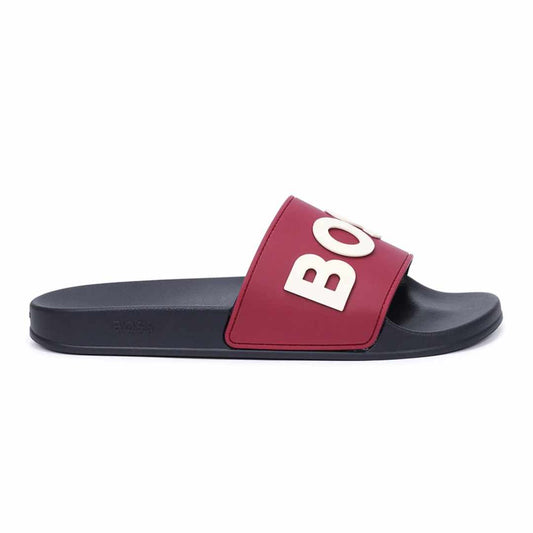 Logo Embossed Red Black Slides