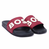 Logo Embossed Red Black Slides