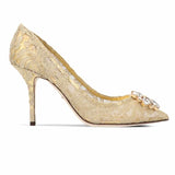 Charmant Lace Bellucci 90mm Gold Pumps