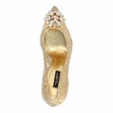 Charmant Lace Bellucci 90mm Gold Pumps