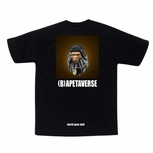 (B)apetaverse Silver Ape Black T-Shirt