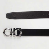 Faceted Gancini Black Reversible Belt