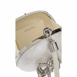 Pearl Top Handle Cream Clutch Bag