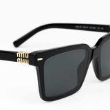 Logo Plaque Square Black Sunglasses