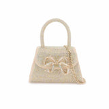 Bow Champagne Rhinestone Micro Bag