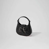 Rhinestone Crescent Black Micro Bag