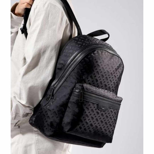 Monogram Print Black Backpack